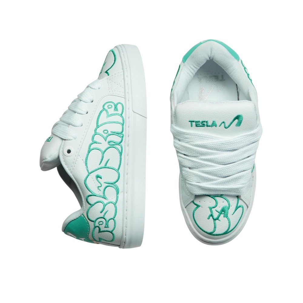 Tenis Tesla Hertz White Tiffany Art- Tesla Verde 3