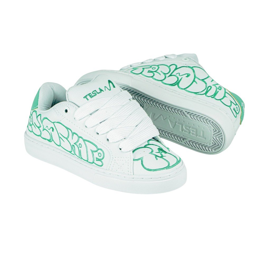 Tenis Tesla Hertz White Tiffany Art- Tesla Verde 4