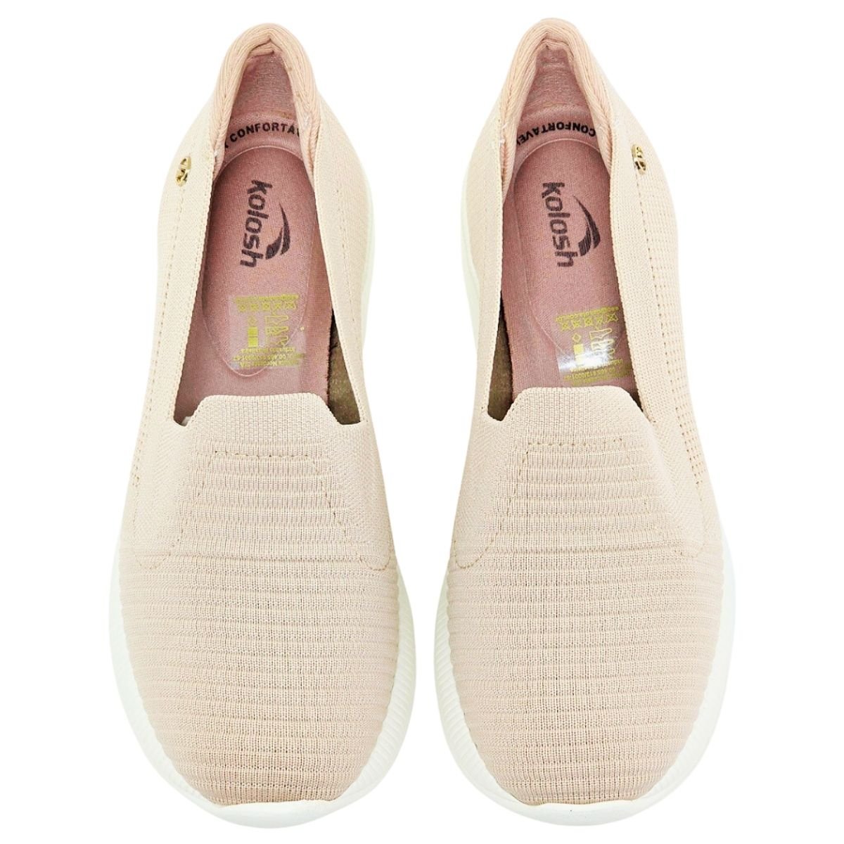 Tênis Slip On Conforto Feminino Kolosh C3154 Malha Bege Bege 3