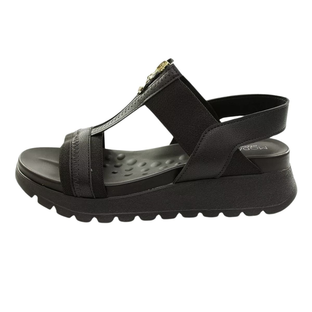 Sandália Papete Feminino Modare 7198.103 Zíper Preto Preto 5