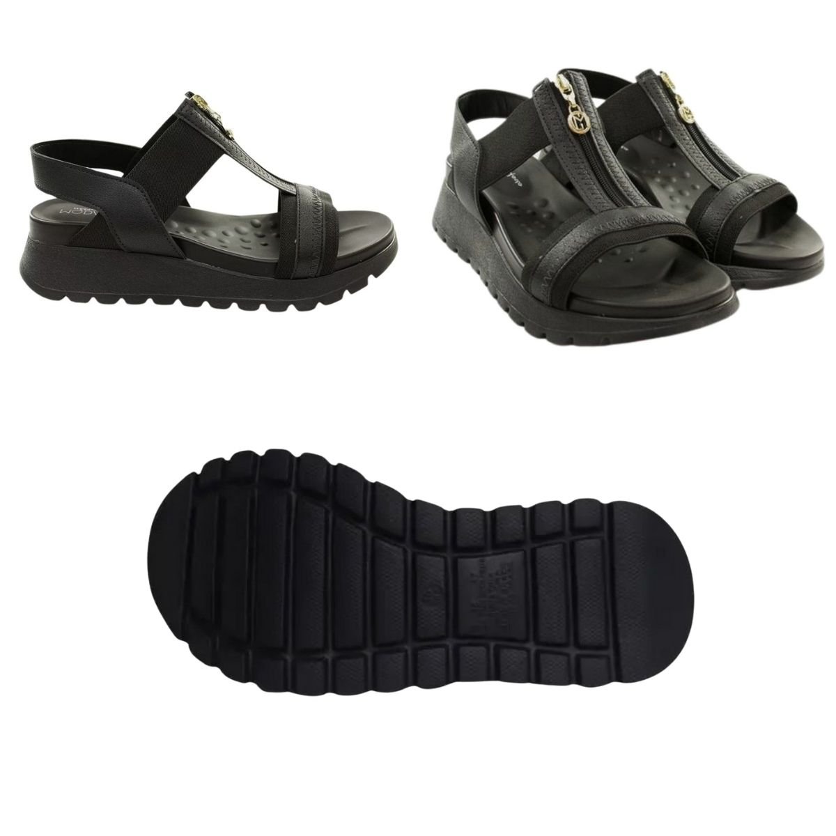 Sandália Papete Feminino Modare 7198.103 Zíper Preto Preto 8