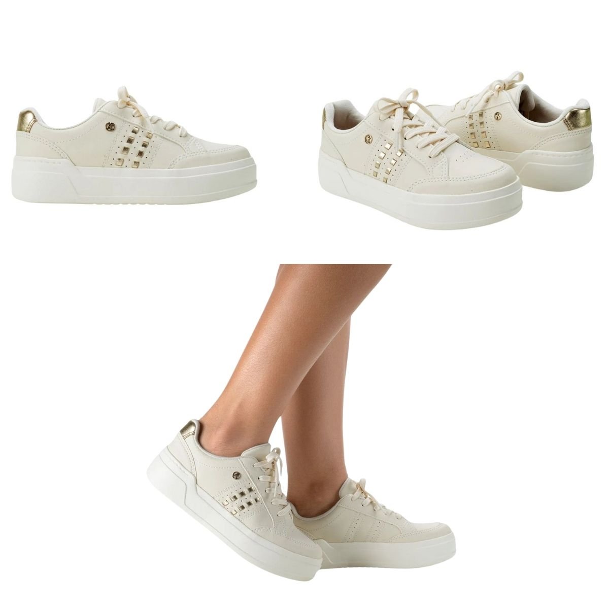 Tênis Casual Feminino Kolosh C3944 Creme Bege 8