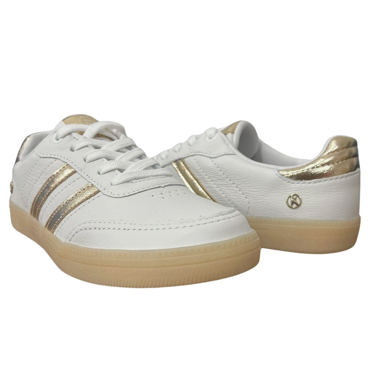 Tênis Casual Feminino Kolosh C3905 Couro Cadarço Branco Branco 2