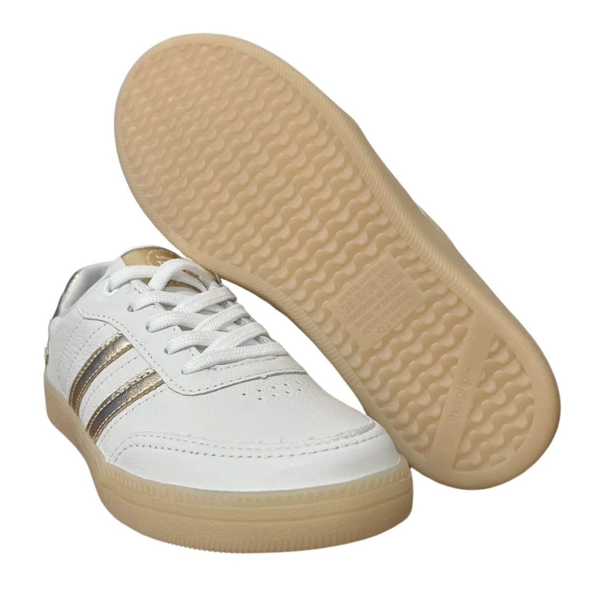 Tênis Casual Feminino Kolosh C3905 Couro Cadarço Branco Branco 4