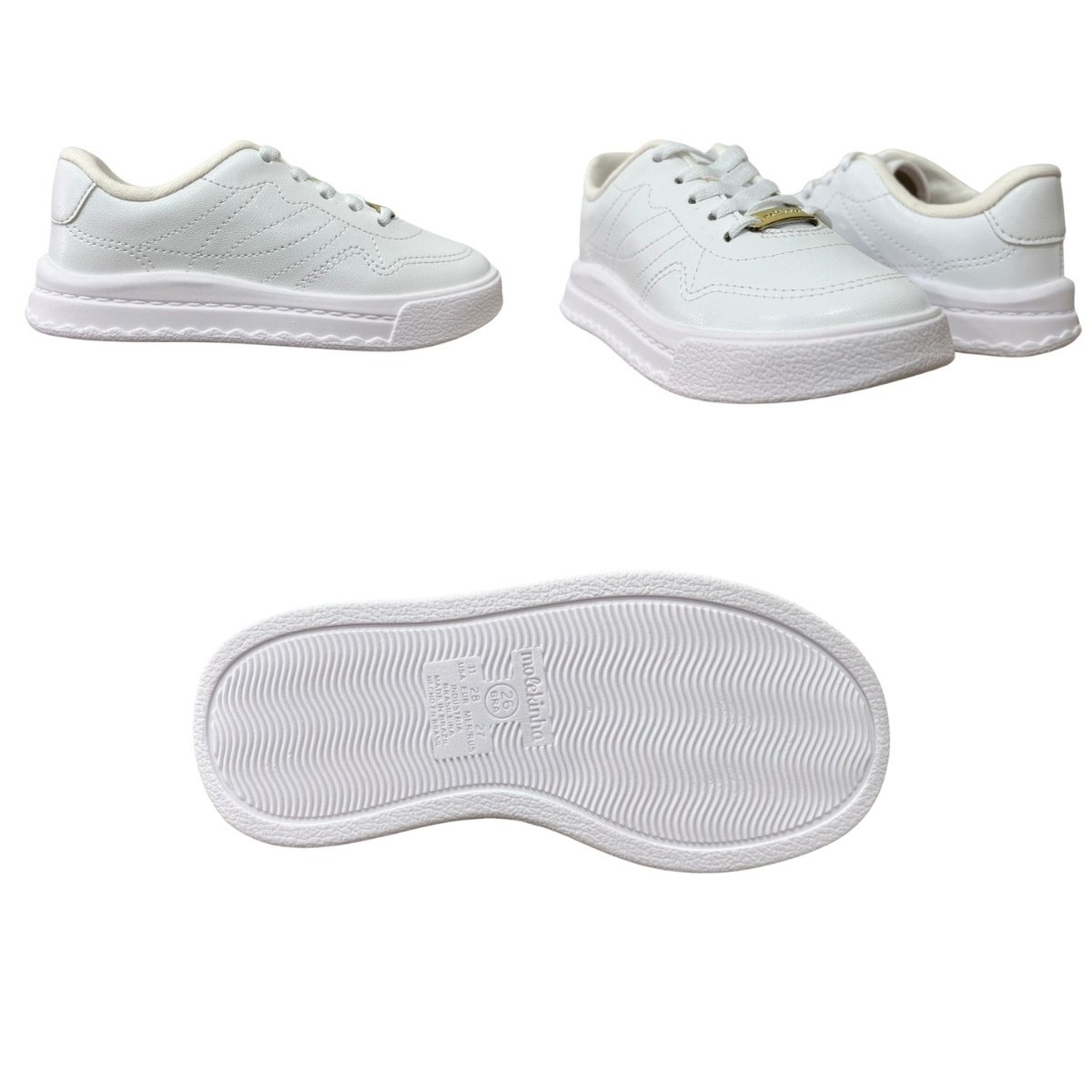 Tênis Casual Infantil Menina Molekinha 2575.106 Cadarço Branco Branco 7