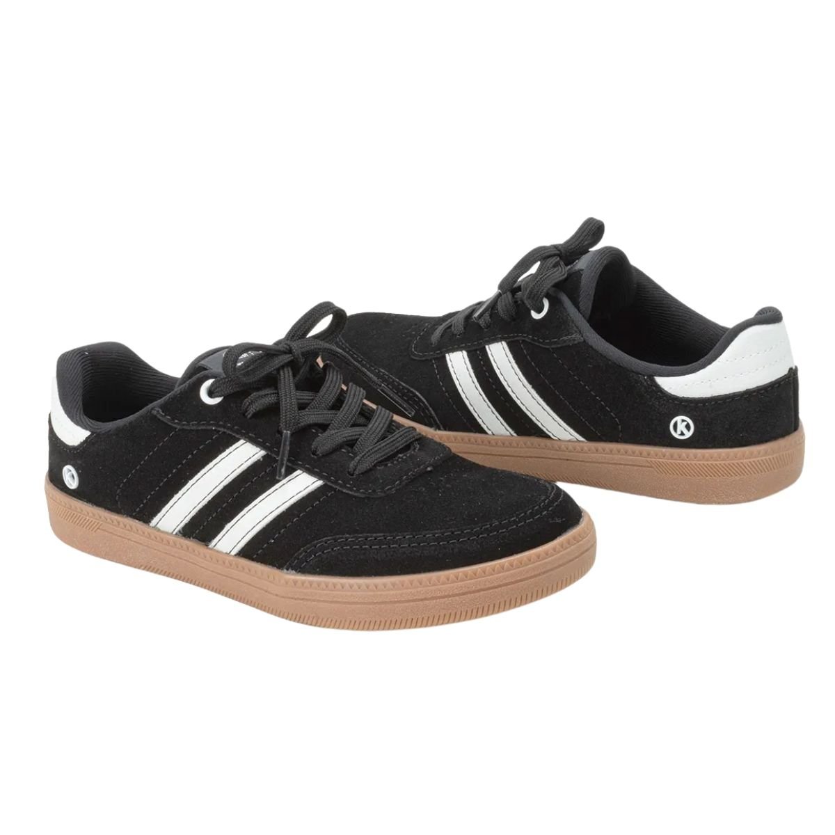 Tênis Casual Feminino Kolosh C3905 Camurça de Couro Cadarço Preto Preto 2