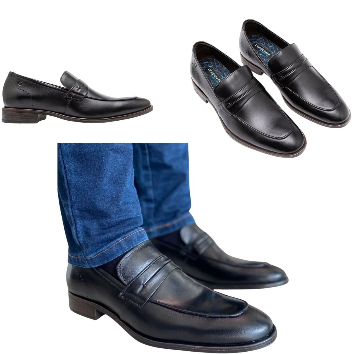 Sapato Social Masculino Democrata Smart Comfort 255102 Preto Preto 7