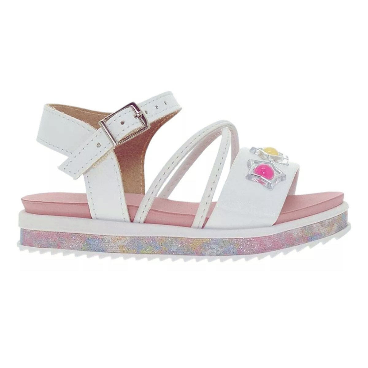 Sandália Flatform Infantil Menina Molekinha 2724.117 Branco Branco 1