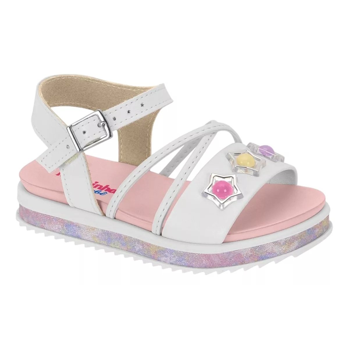 Sandália Flatform Infantil Menina Molekinha 2724.117 Branco Branco 2