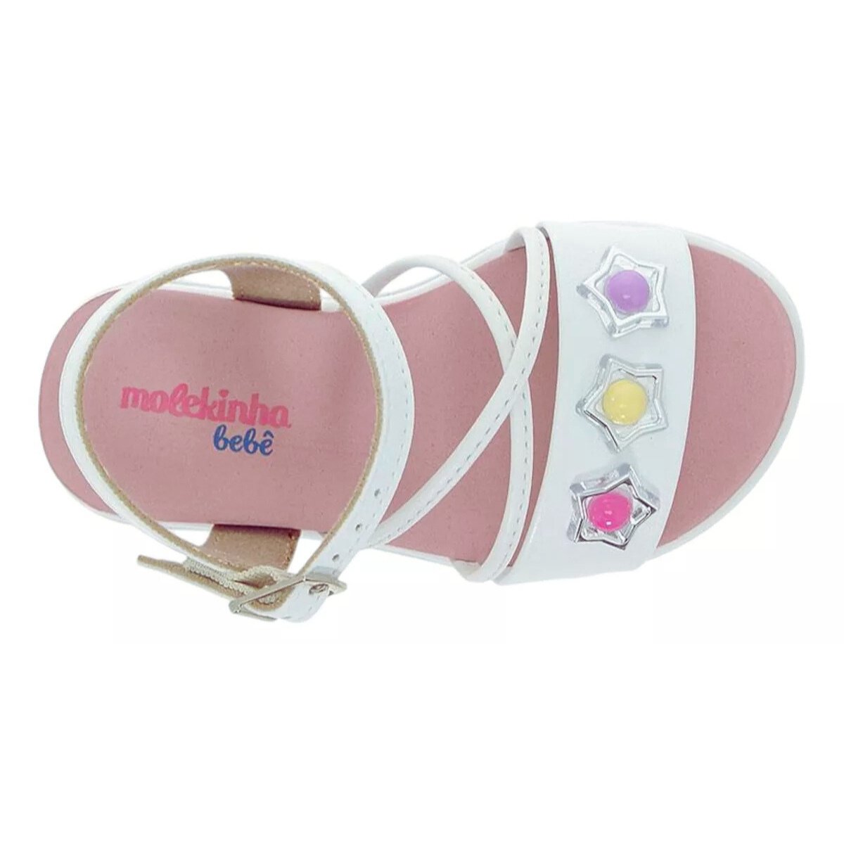 Sandália Flatform Infantil Menina Molekinha 2724.117 Branco Branco 3