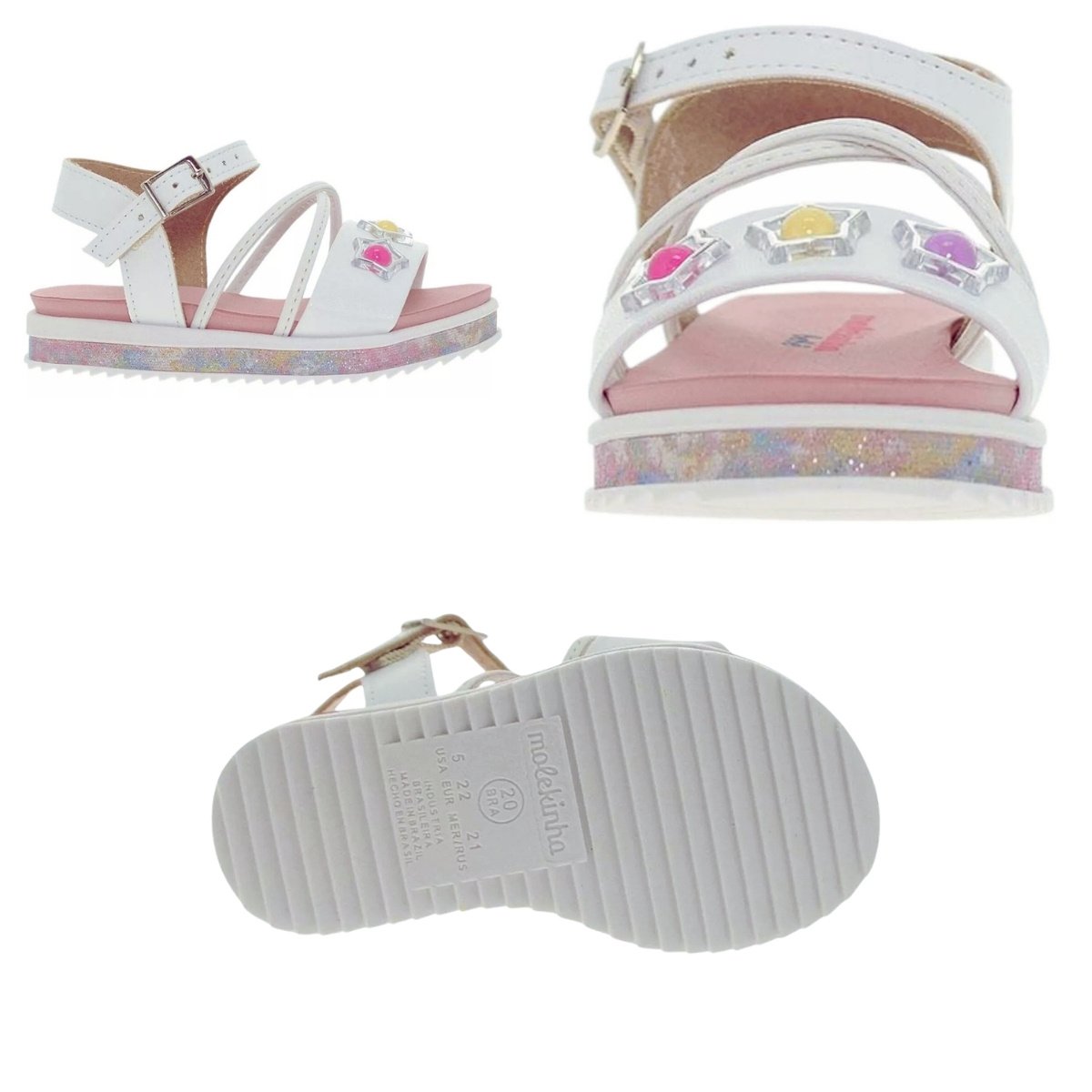 Sandália Flatform Infantil Menina Molekinha 2724.117 Branco Branco 8