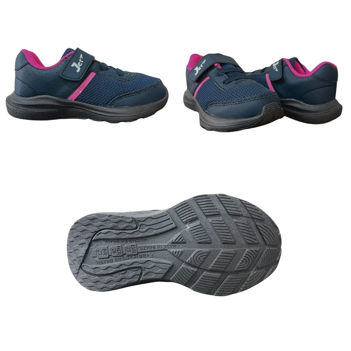 Tênis Casual Infantil Menina Jet Kids 62.117-013 Tira Colante Marinho Azul 8