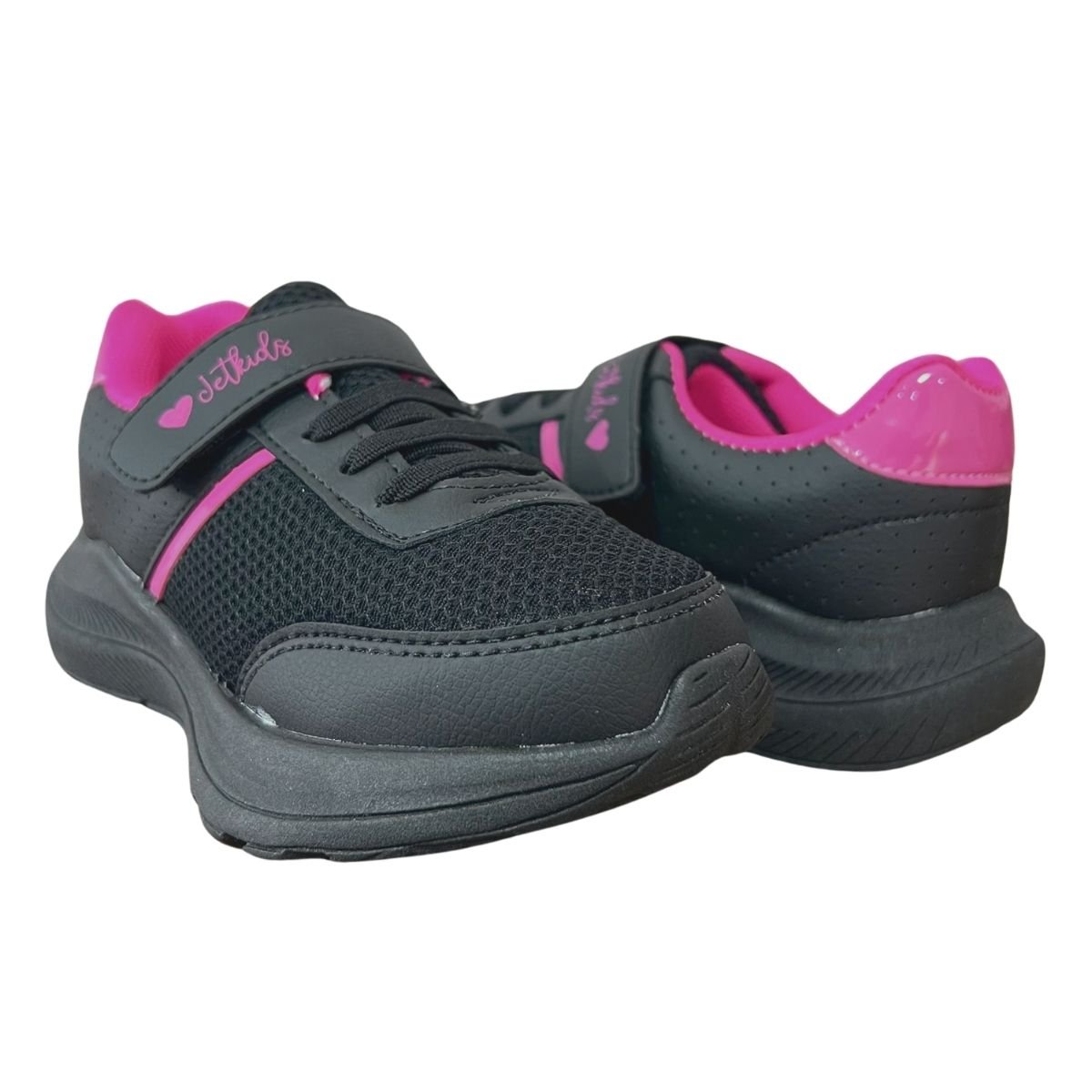 Tênis Casual Infantil Menina Jet Kids 62.117-226 College Tira Colante Preto Preto 2