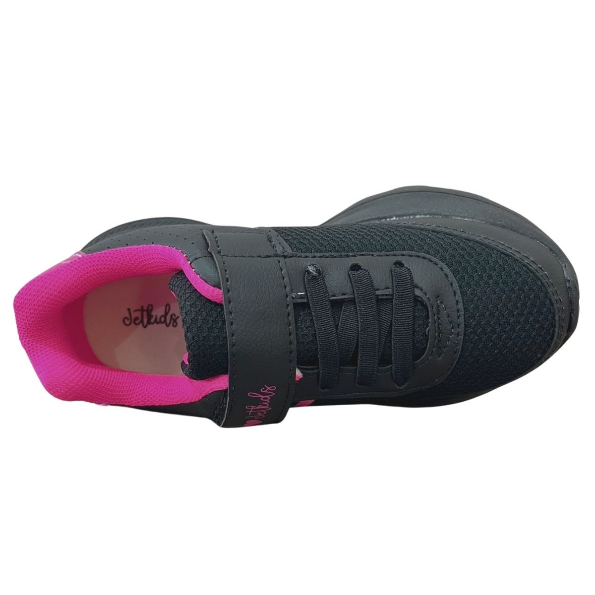 Tênis Casual Infantil Menina Jet Kids 62.117-226 College Tira Colante Preto Preto 4
