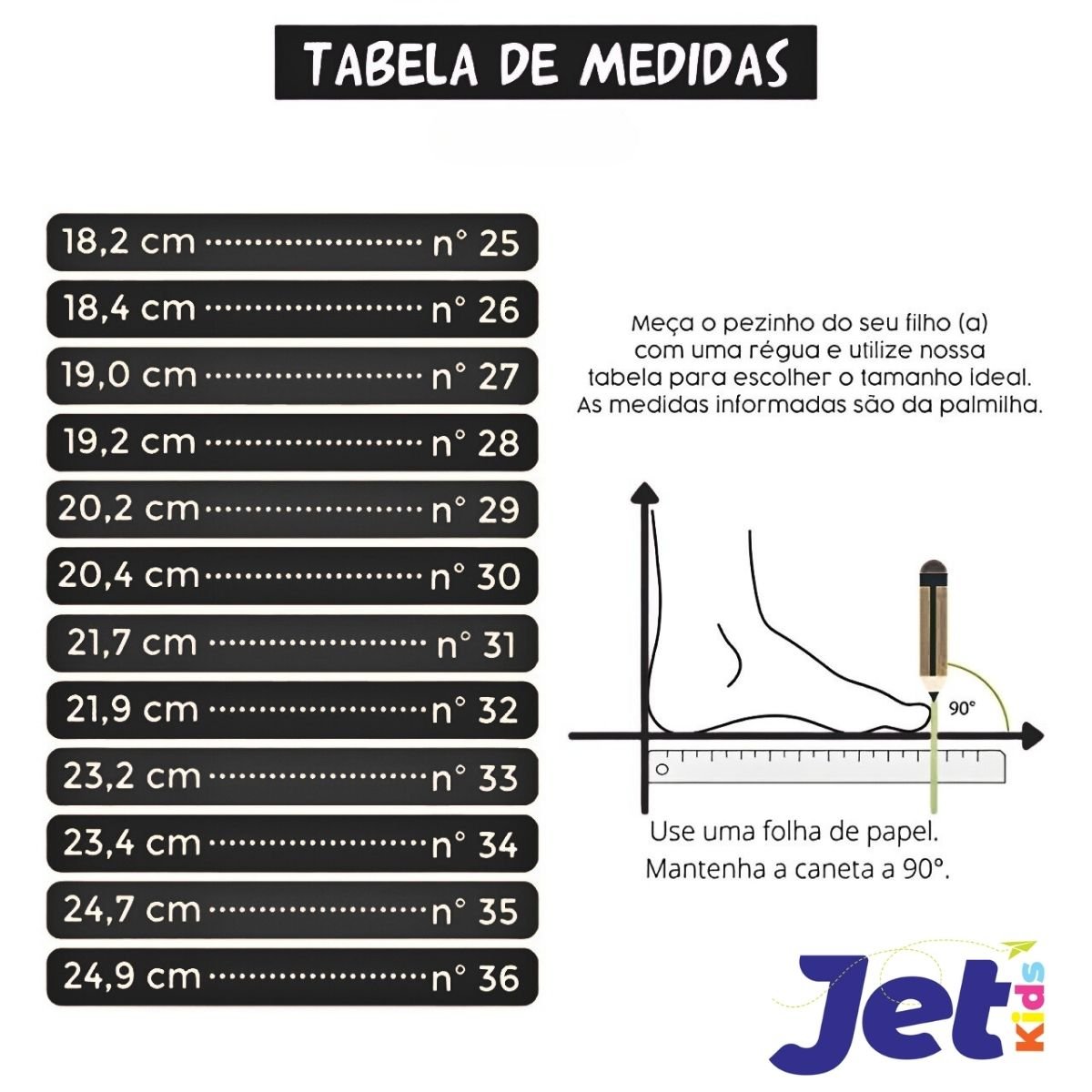 Tênis Casual Infantil Menina Jet Kids 62.117-226 College Tira Colante Preto Preto 9