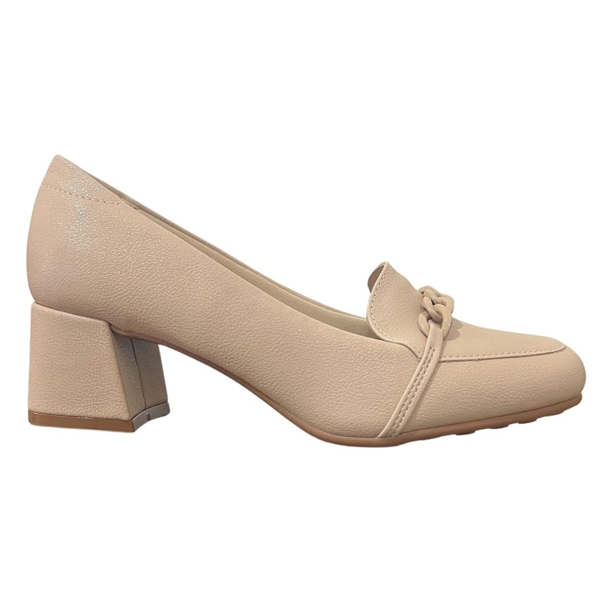 Sapato Casual Salto Bloco Feminino Modare 7373.107 Bege Bege 1