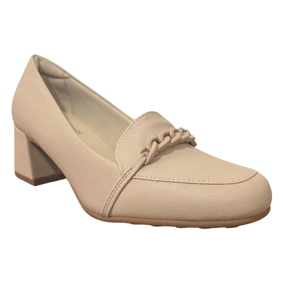 Sapato Casual Salto Bloco Feminino Modare 7373.107 Bege Bege 3