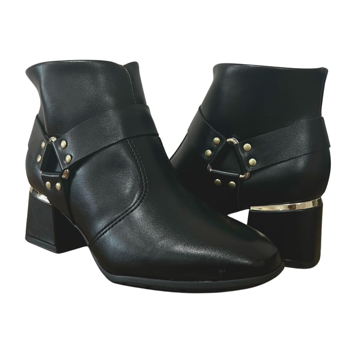Bota Cano Curto Salto Bloco Feminino Modare 7082.104 Preto Preto 3