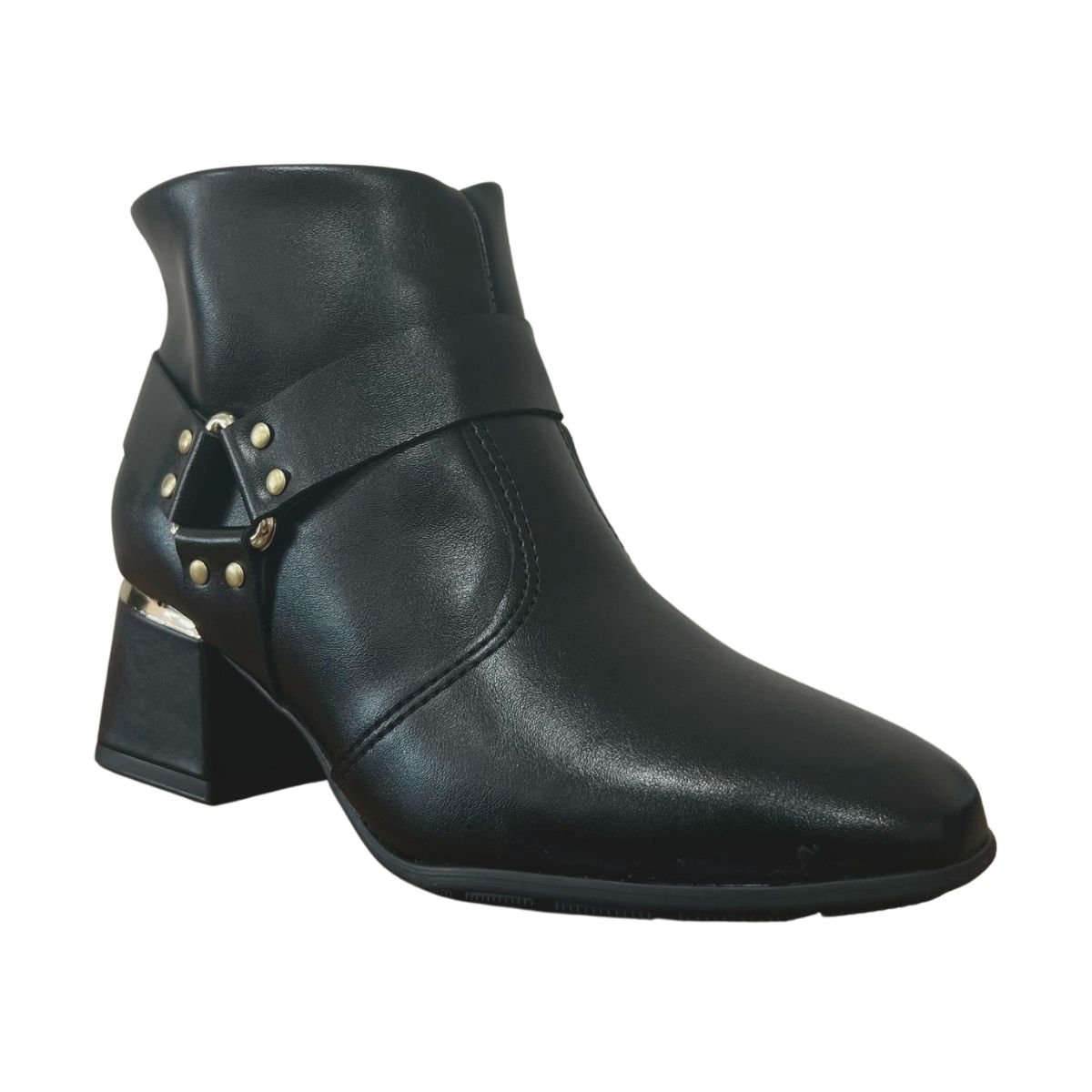 Bota Cano Curto Salto Bloco Feminino Modare 7082.104 Preto Preto 2