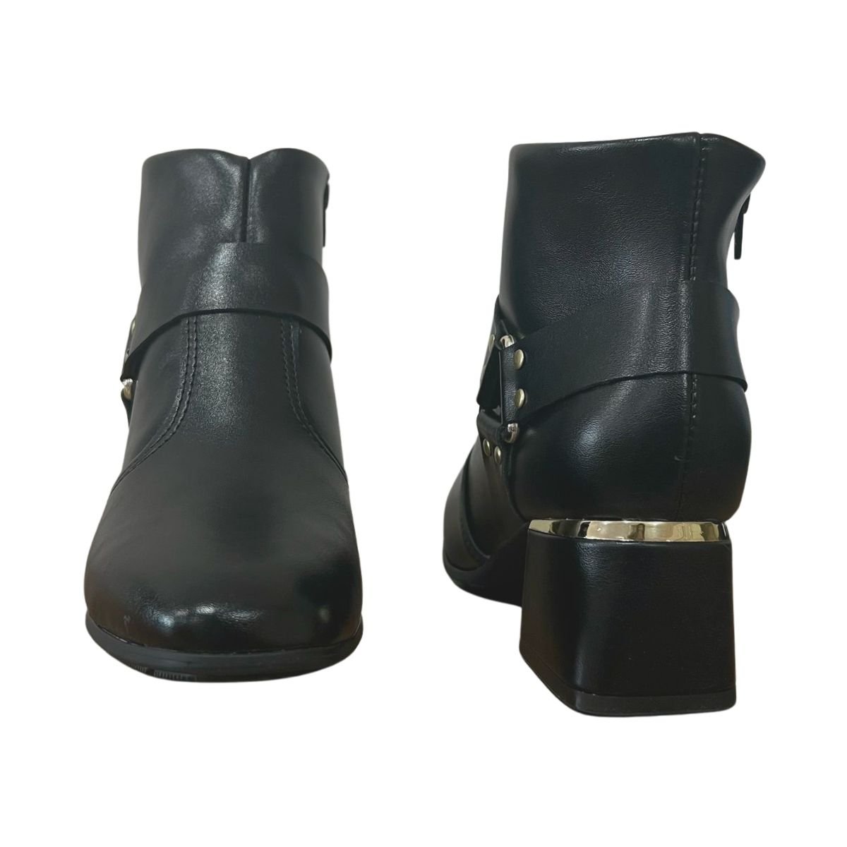 Bota Cano Curto Salto Bloco Feminino Modare 7082.104 Preto Preto 4