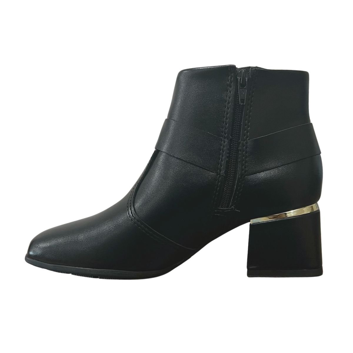 Bota Cano Curto Salto Bloco Feminino Modare 7082.104 Preto Preto 5