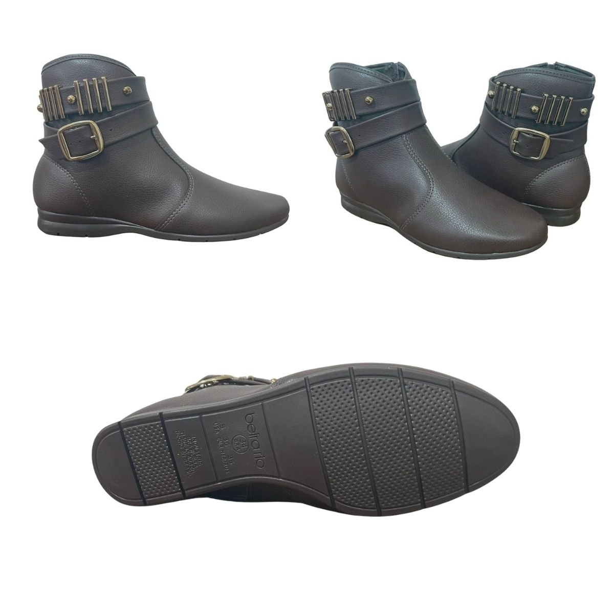 Bota Cano Curto Fivela Feminino Beira-Rio 9084.106 Marrom Marrom 7