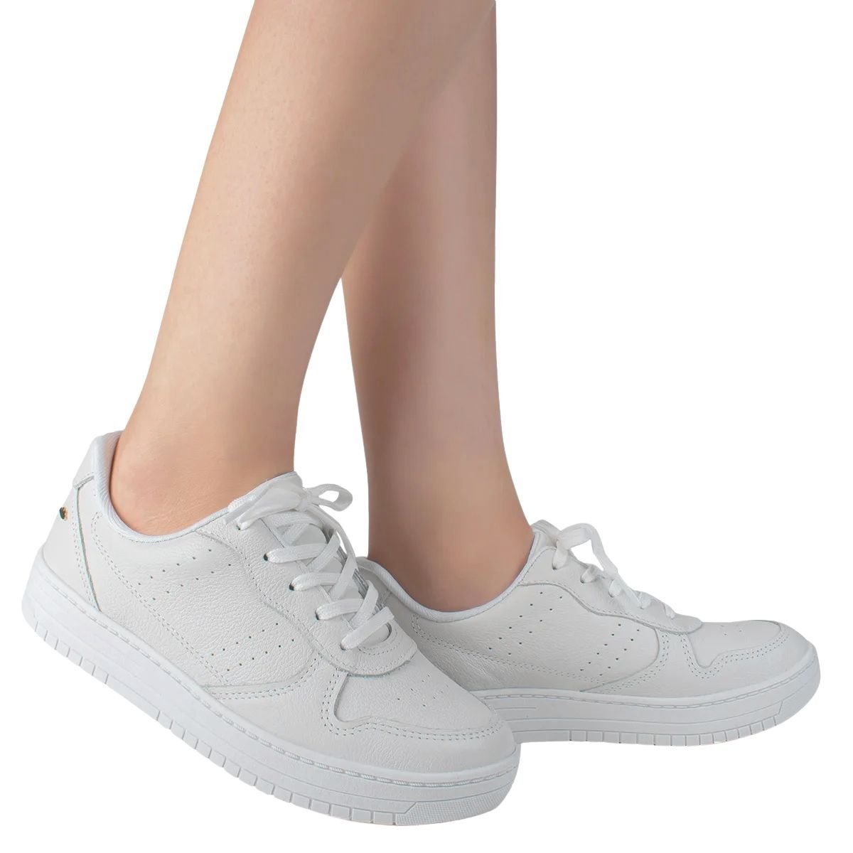 Tênis Casual Feminino de Couro Dakota G9371 Branco Branco 7