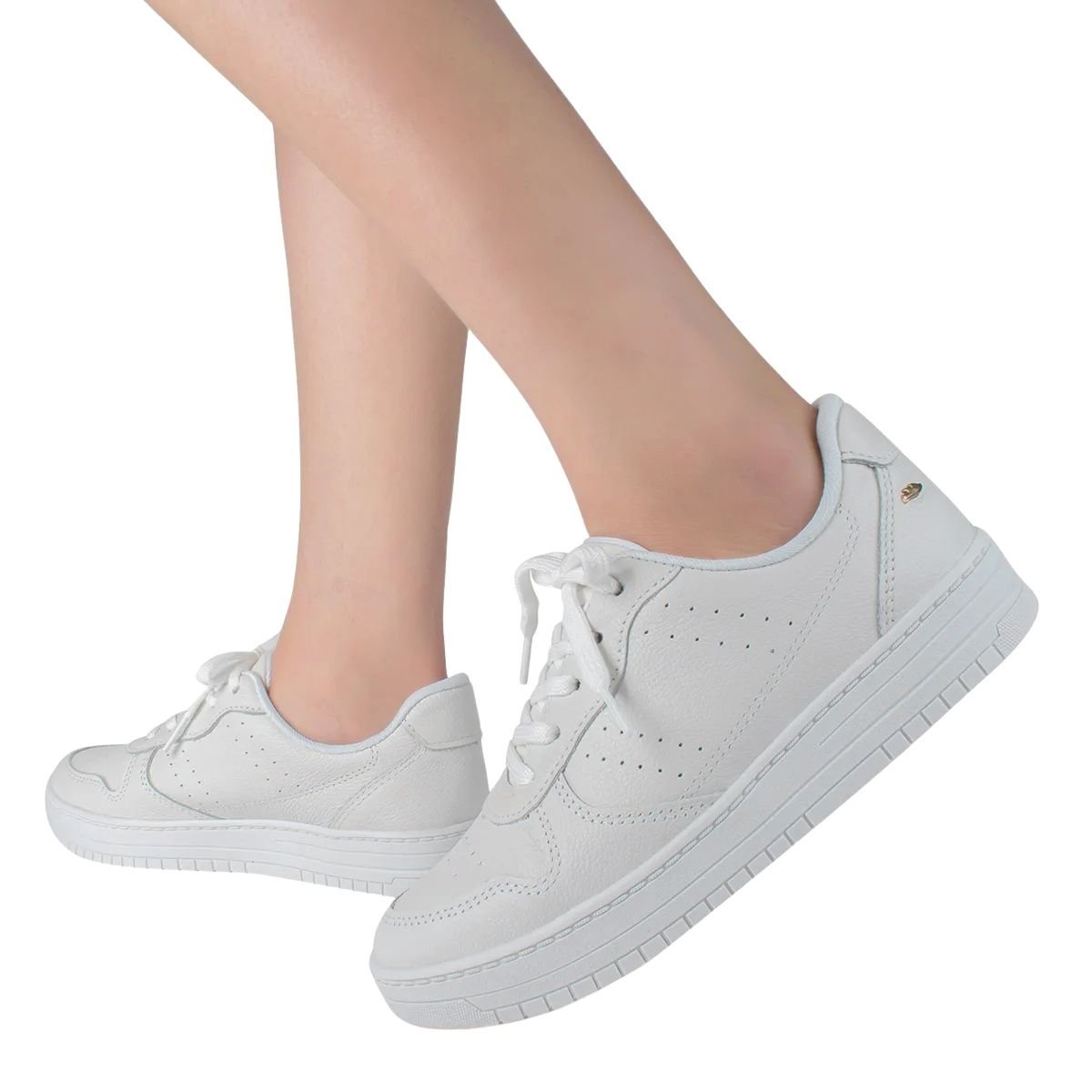 Tênis Casual Feminino de Couro Dakota G9371 Branco Branco 8