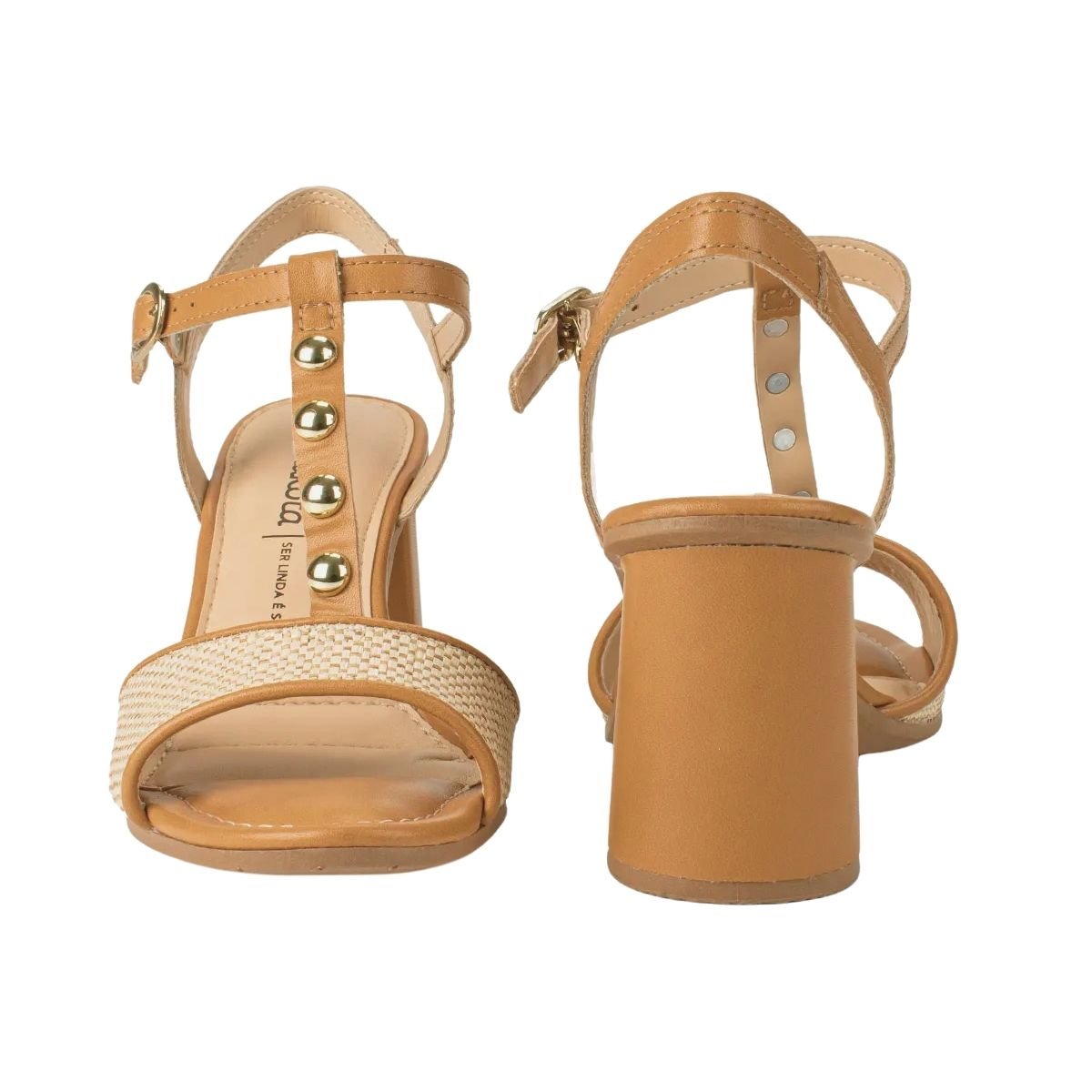 Sandália de Salto Bloco Feminino Dakota Y8304 Caramelo Caramelo 4