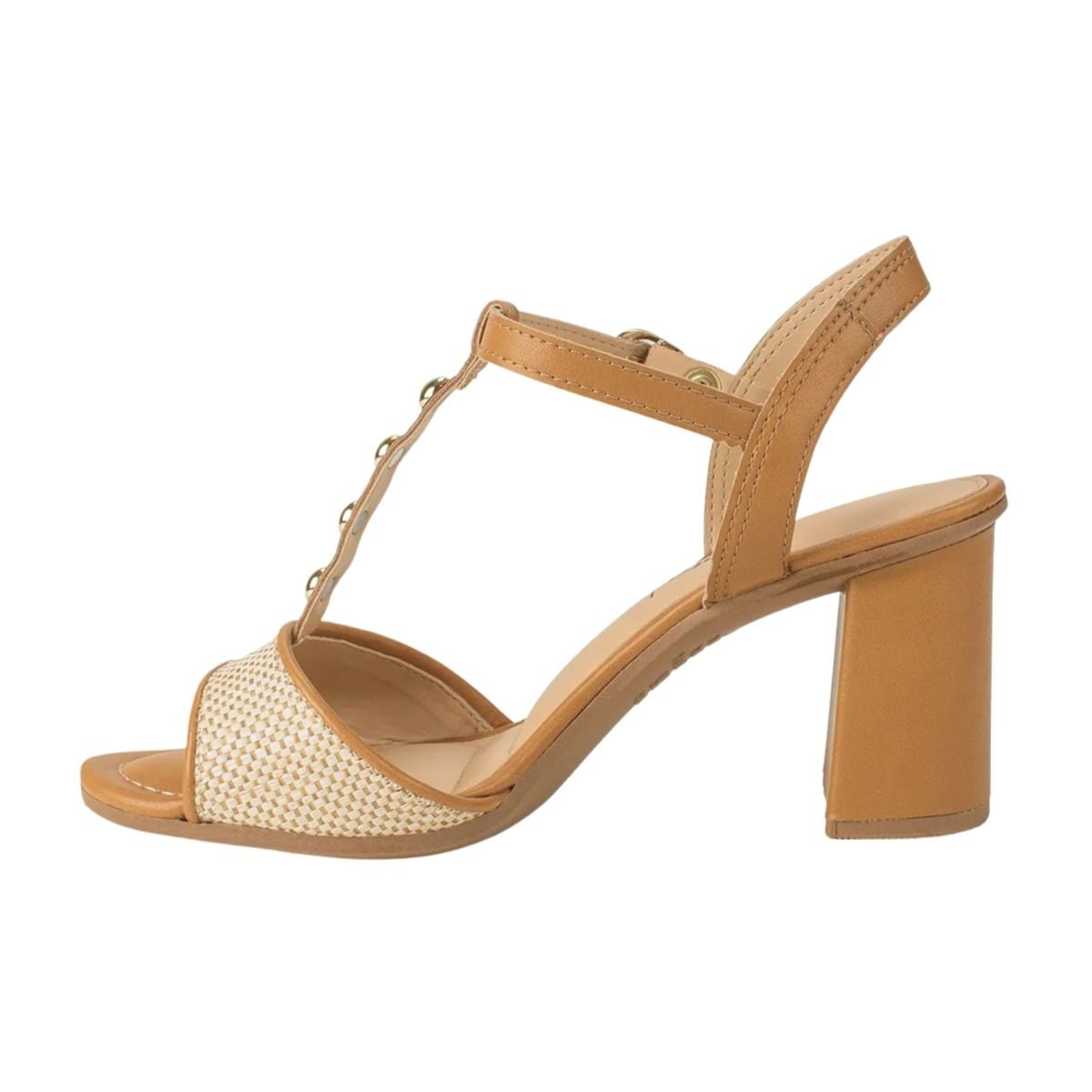 Sandália de Salto Bloco Feminino Dakota Y8304 Caramelo Caramelo 5
