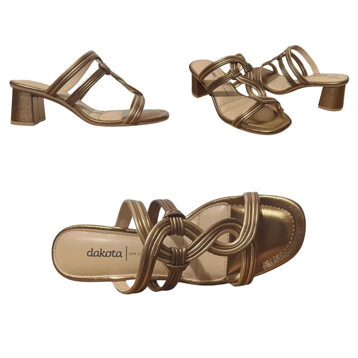 Tamanco Salto Bloco Feminino Dakota Y7963 Bronze Bronze 7