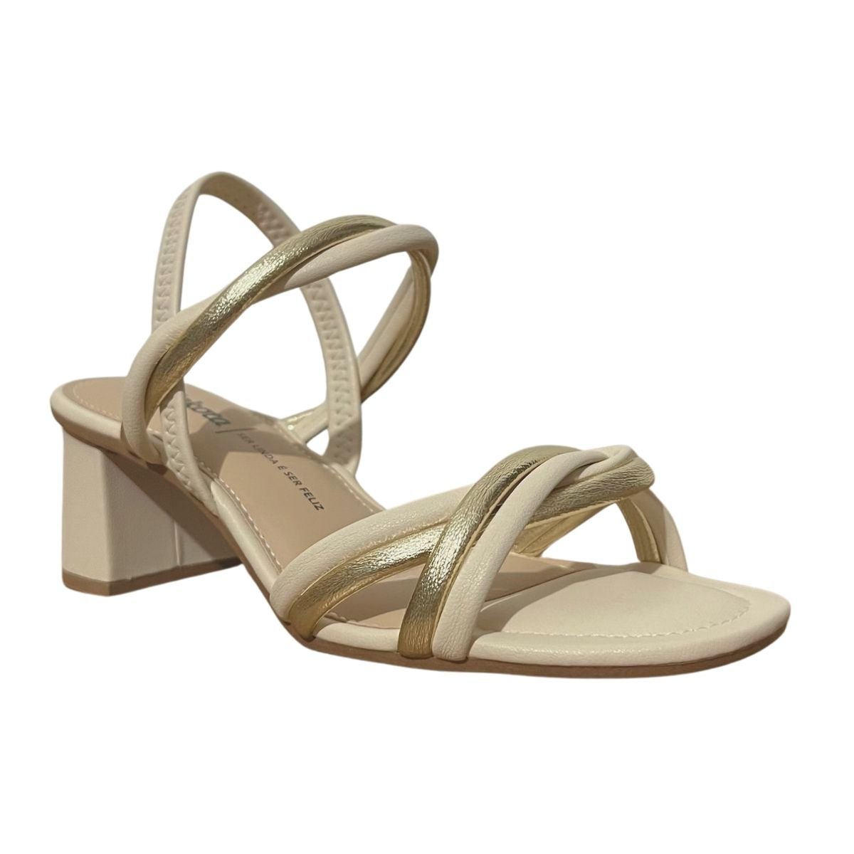Sandália de Salto Bloco Feminino Dakota Y8721 Bege Bege 3