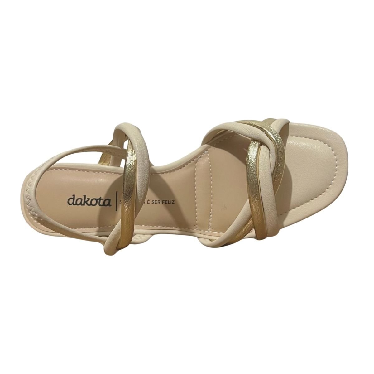 Sandália de Salto Bloco Feminino Dakota Y8721 Bege Bege 4