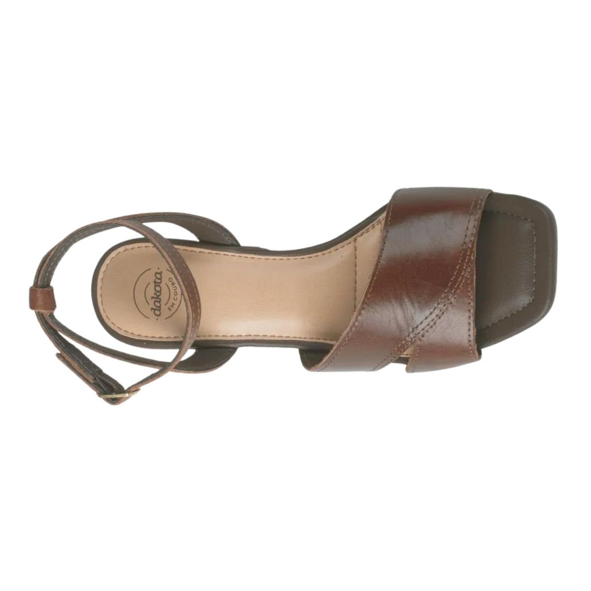 Sandália de Salto Bloco em Couro Feminino Dakota Y8562 Marrom Marrom