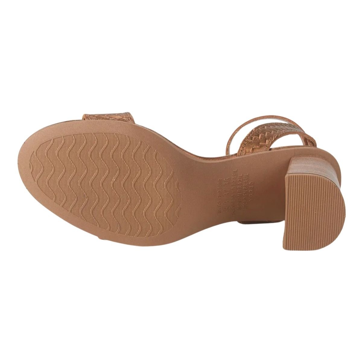 Sandália de Salto Bloco em Couro Metalizado Feminino Dakota Y8671 Bronze Bronze 6