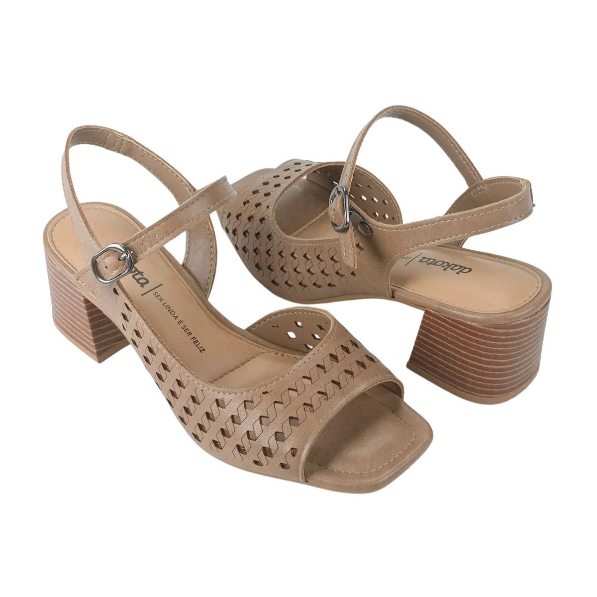 Sandália Salto Bloco Feminino Dakota Y8541 Marrom Marrom 2
