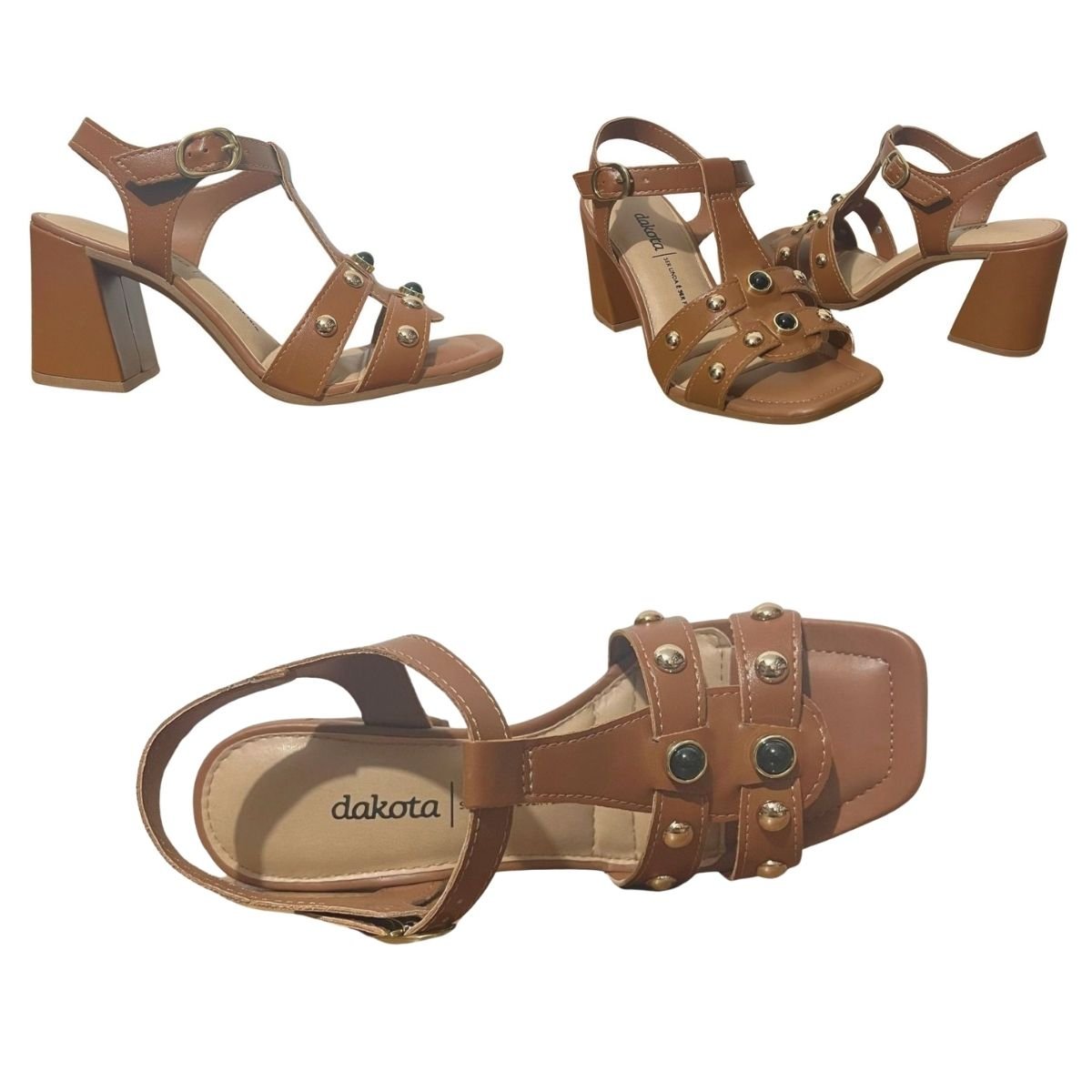 Sandália de Salto Bloco Feminino Dakota Y8413 Marrom Marrom 7