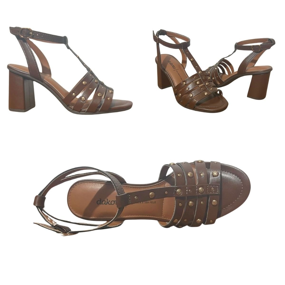 Sandália de Salto Bloco Feminino Dakota Y8305 Marrom Marrom 7