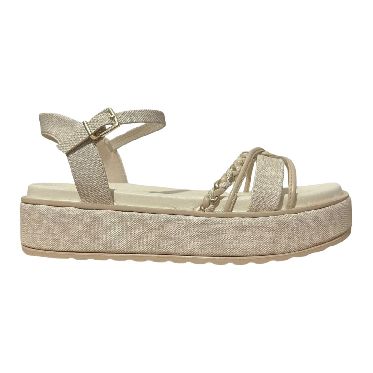 Sandália Flatform Feminino Ramarim 24-43203 Bege Bege 1