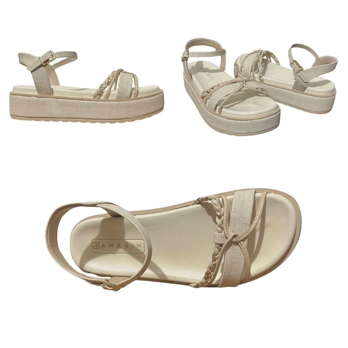 Sandália Flatform Feminino Ramarim 24-43203 Bege Bege 7