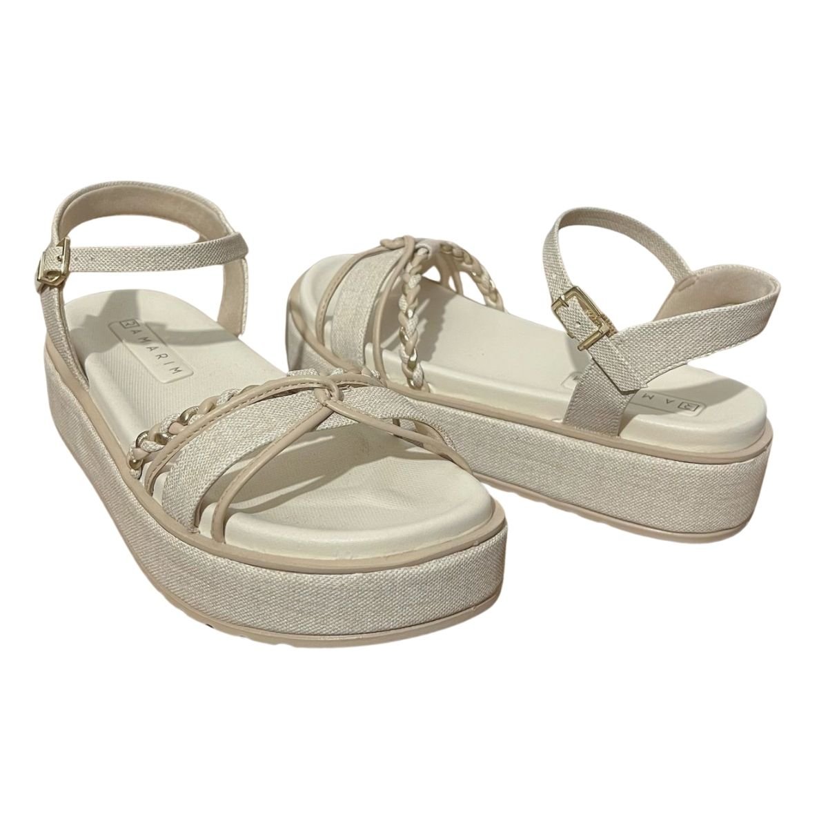 Sandália Flatform Feminino Ramarim 24-43203 Bege Bege 2