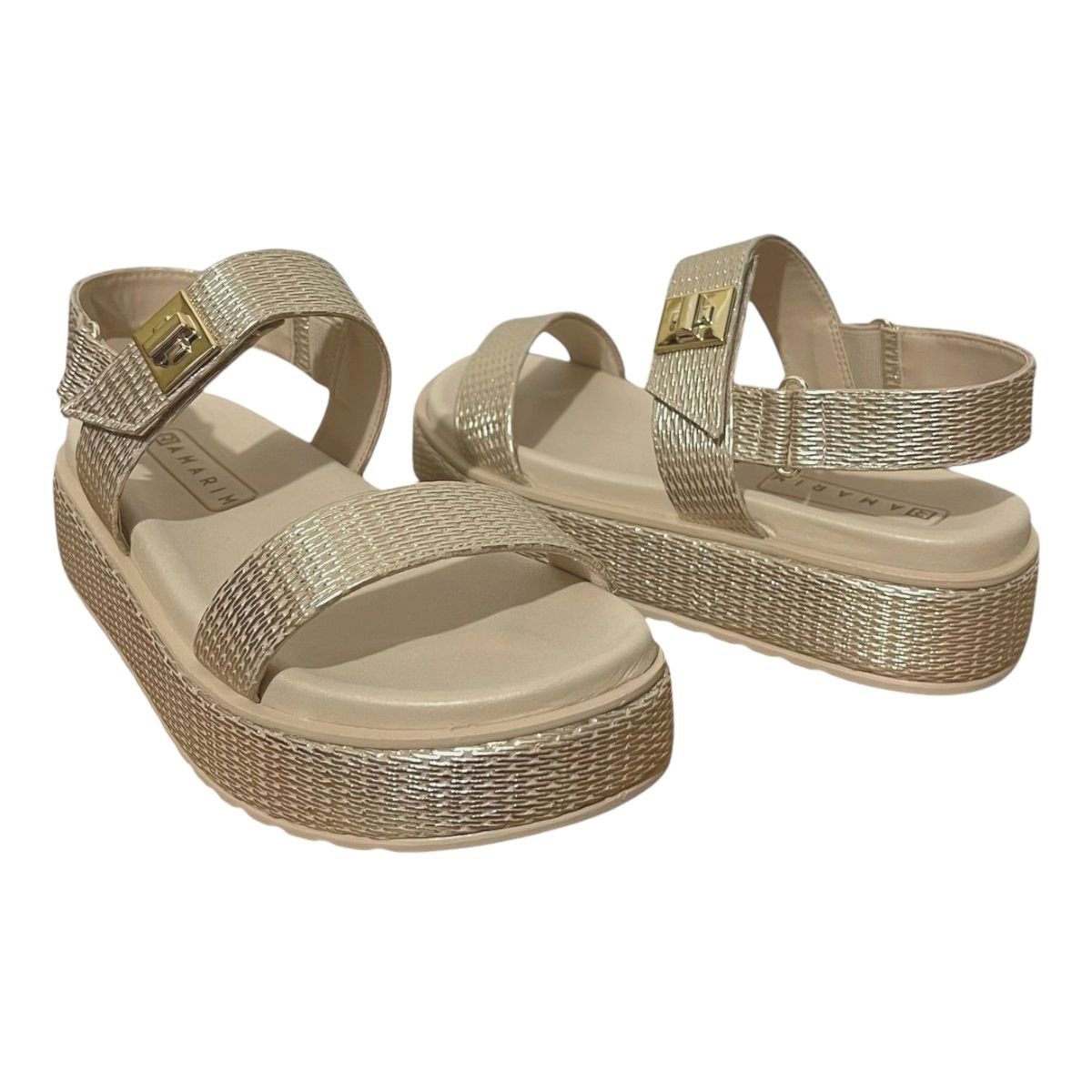 Sandália Flatform Feminino Ramarim 24-43206 Dourado Dourado 2