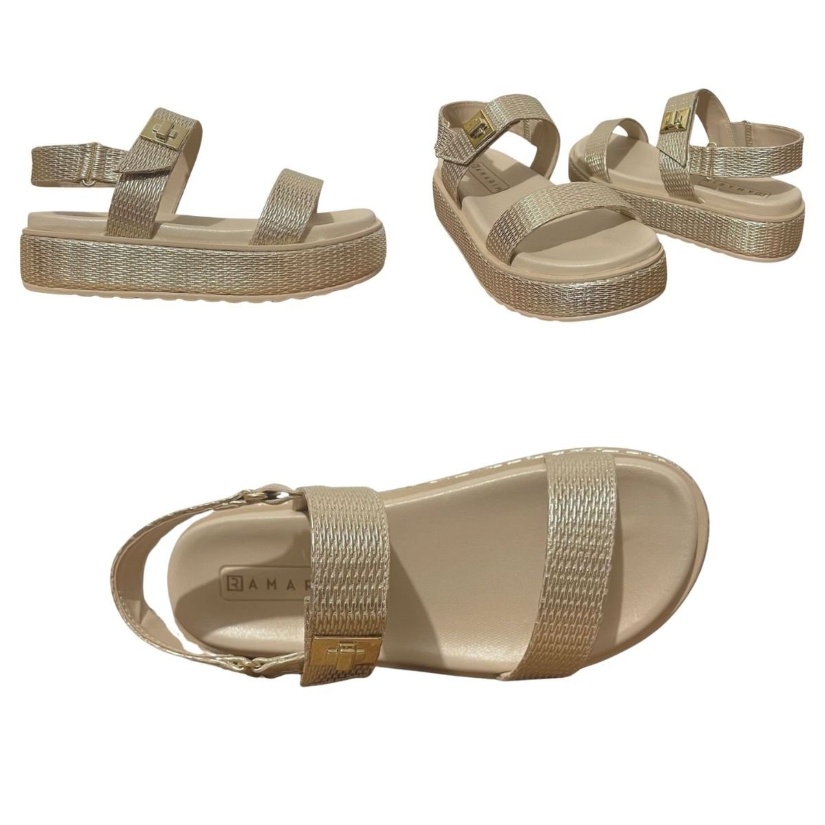 Sandália Flatform Feminino Ramarim 24-43206 Dourado Dourado 7