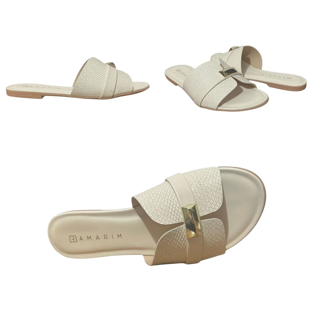 Tamanco Rasteira Feminino Ramarim 24-14201 Creme Creme 7