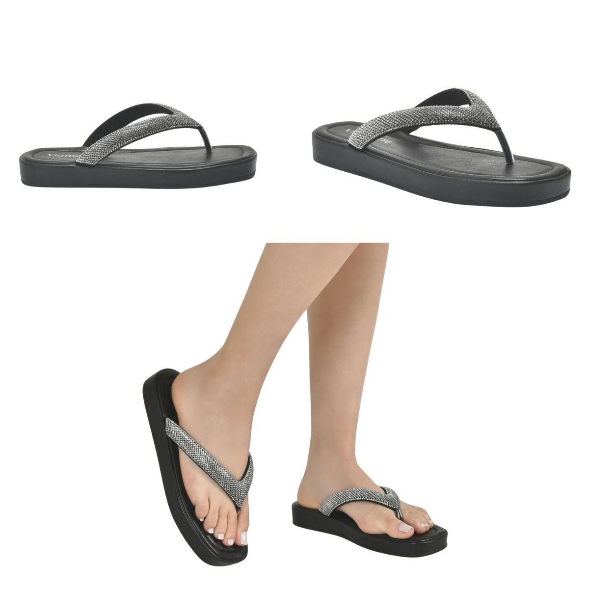 Tamanco Chinelo Feminino Via Marte 178-001-01 Preto Preto 5