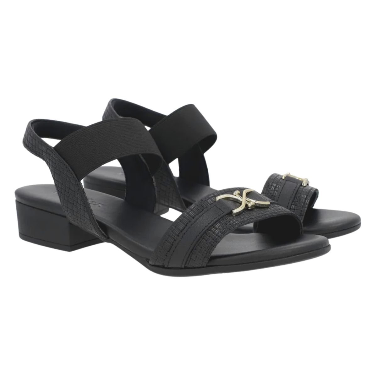 Sandália Salto Bloco Baixo de Couro Feminino Usaflex AI27013001 Preto Preto 2
