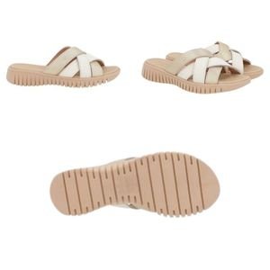 Tamanco Slide de Couro com Detalhe Strass Feminino Usaflex PA03002002 Bege Bege 6