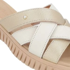 Tamanco Salto Plataforma de Couro Feminino Usaflex UC21002003 Dourado Dourado 4