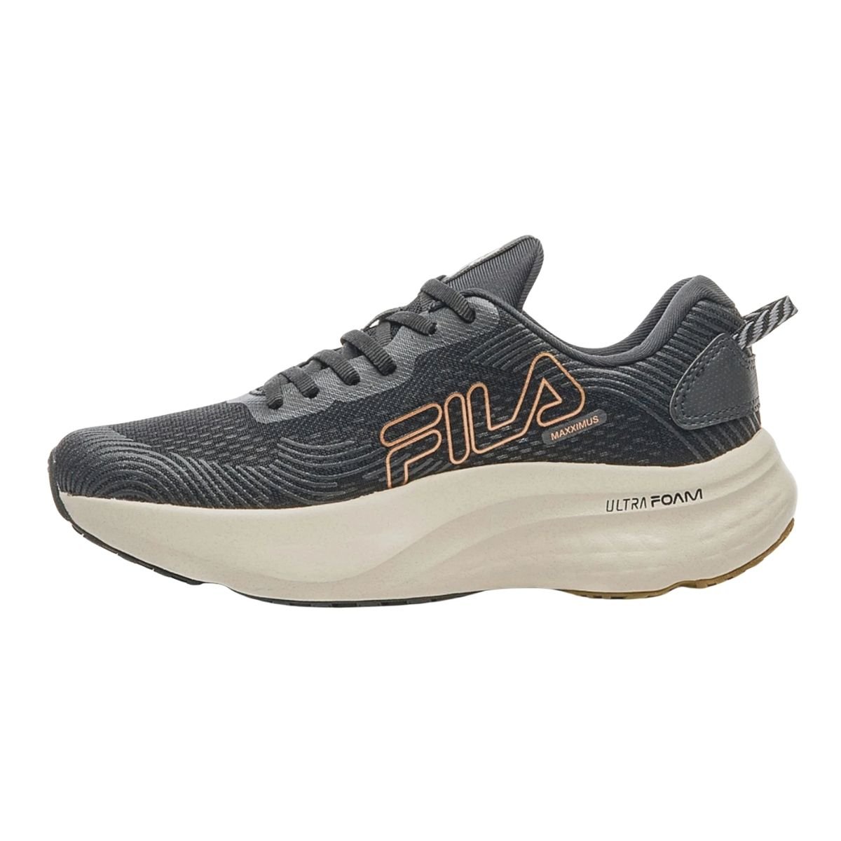 Tênis Esportivo Corrida Feminino Fila Maxximus Preto Cinza/Laranja 5