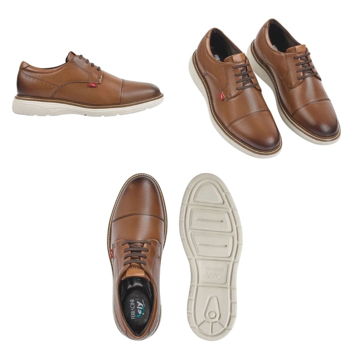 Sapato Social de Couro Masculino Ferracini Full 4566-696J Marrom Marrom 6